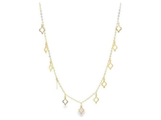 18K Yellow Gold Geometric Dangle Necklace